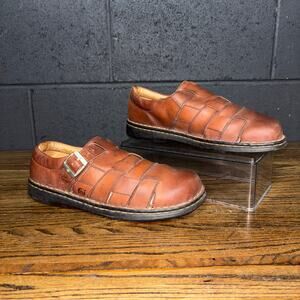 Born Brown Leather Woven Mary Jane Clogs Comfort Shoes Women’s 9.5